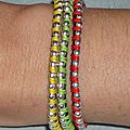 e) Bracelet argenté ou doré tissé
