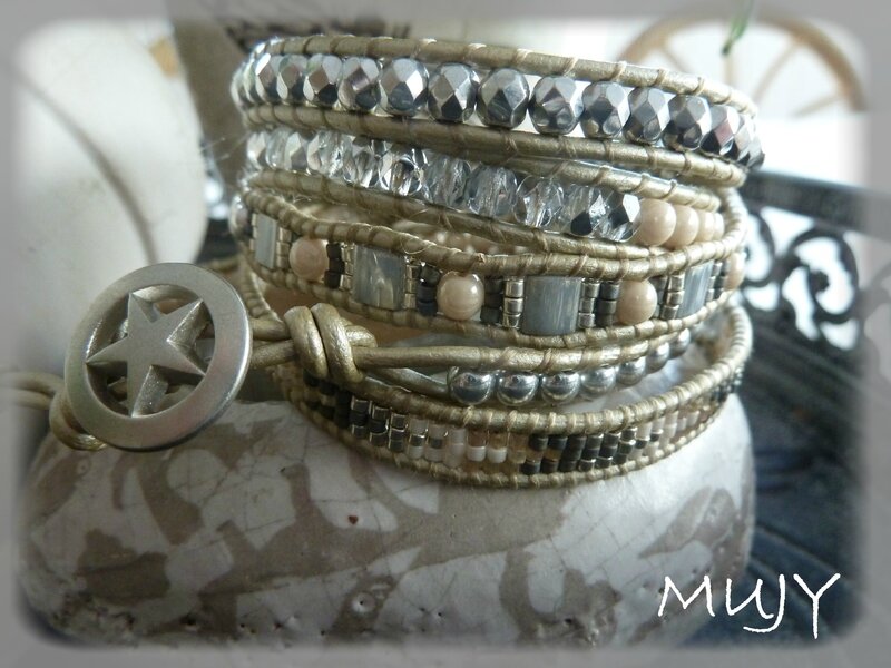 bracelet Wrap argenté 5 tours détail
