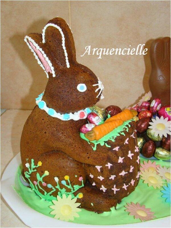 Gâteau 3D Lapin de pâques déco poche à douille et colorants natu