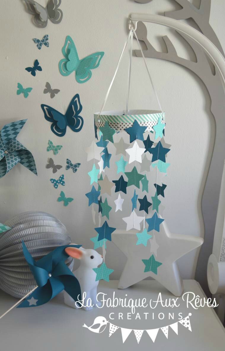 Décoration chambre bébé turquoise caraïbe, bleu pétrôle/bleu ...