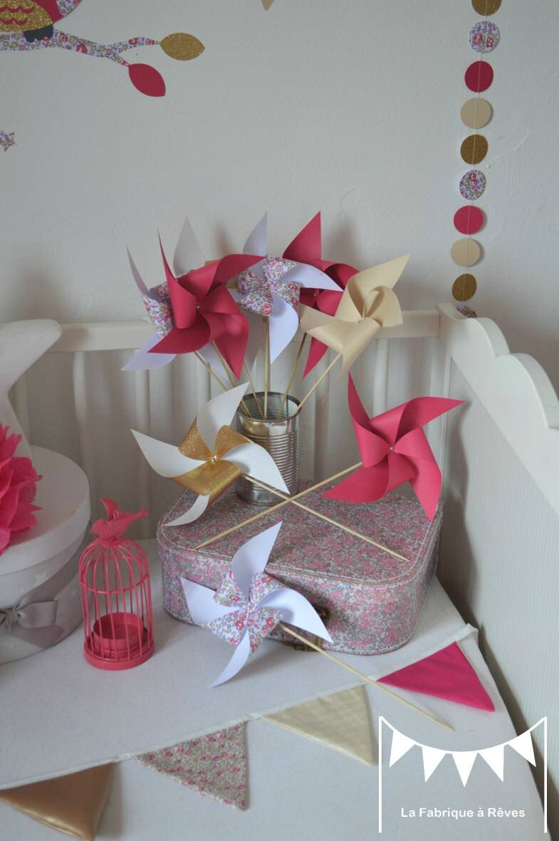 Décoration chambre bébé fille enfant liberty héloise fuchsia rose ...