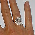 c) Argent massif et zirconium - Bague Dentelle