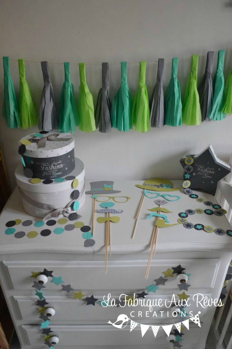 Décoration baptême fête anniversaire turquoise caraïbe, vert anis ...