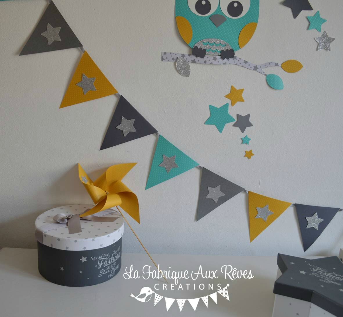 Décoration chambre bébé garçon turquoise caraïbe jaune moutarde ...