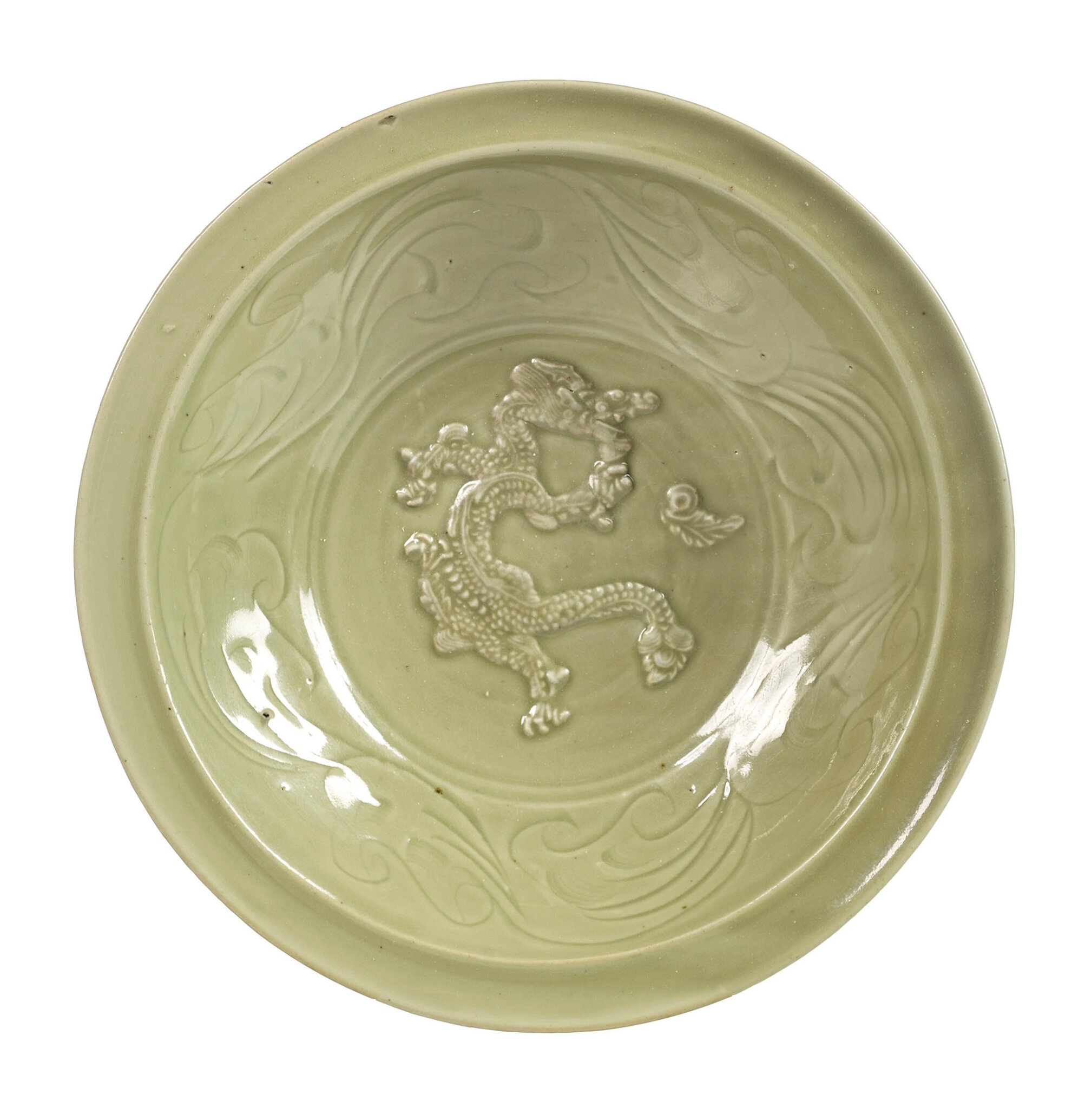 A large celadon Longquan dish, China, Yuan-Ming dynasties, 14th century