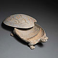  a tortoise-shaped pottery ink-stone and cover, han dynasty (206 bc-220 ad)
