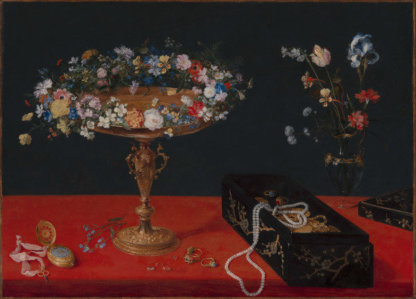 Mixed Flowers In A Basket With A Tazza Nearby by Jan Brueghel The – Truly  Art