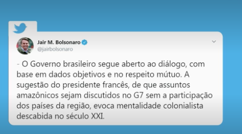 Jair Bolzonaro tweet Capture d’écran 2019-08-24 à 18