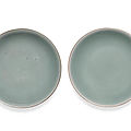 A pair of celadon-glazed dishes, jiaqing seal marks and period (1796-1820)