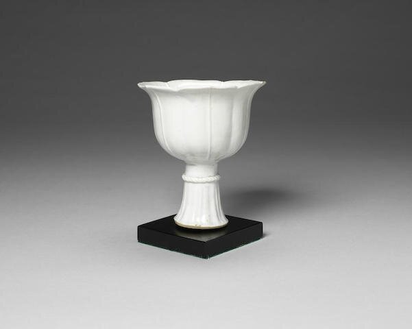 A Qingbai lobed stem cup, Yuan Dynasty