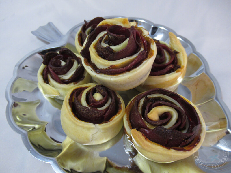 Rose tarte magret confit d'oignons doux