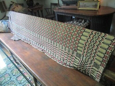 Antique-Shaker-Textile-Coverlet-Woven-Blanket-Homespun-Wool