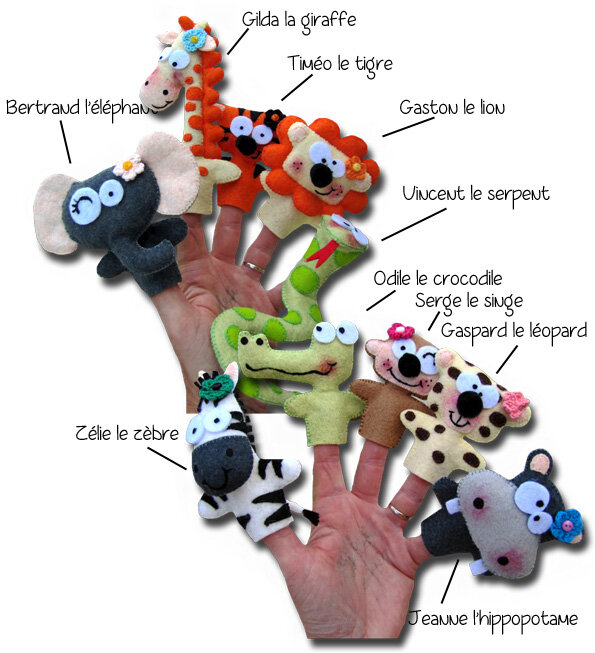 Marionnettes de doigts - Savane