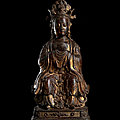 A gilt-lacquered bronze figure of the daoist goddess of eyesight, yanguang niangniang, 17th century