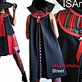 Robe trapèze Graphique Noire & Rouge à Carreaux écossais