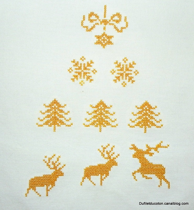 Point de croix Sapin de Noël cerfs Deux ou trois choses que je sais