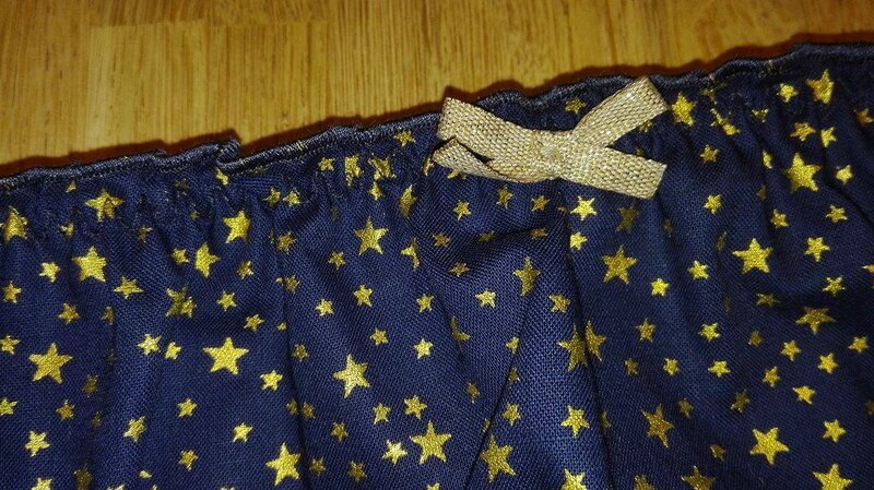 Culotte CHARLOTTE en coton marine à étoiles or - noeud or - taille L (2)