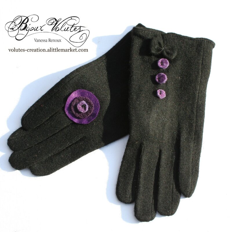 gants-laine-femme-noir-pois-violet