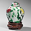 Six-color Overlay Peking Glass Covered Jar, China, 18th-19th century