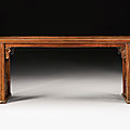 A huanghuali recessed-leg long table (qiaotouan), ming dynasty, 17th century 