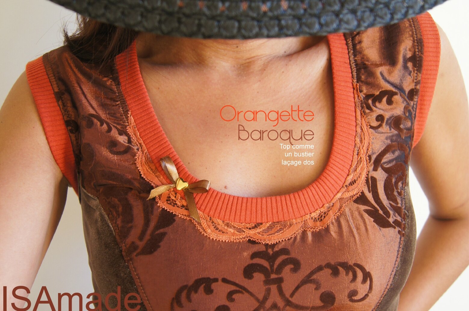 Bustier Top Femme en taffetas changeant Marron Orange