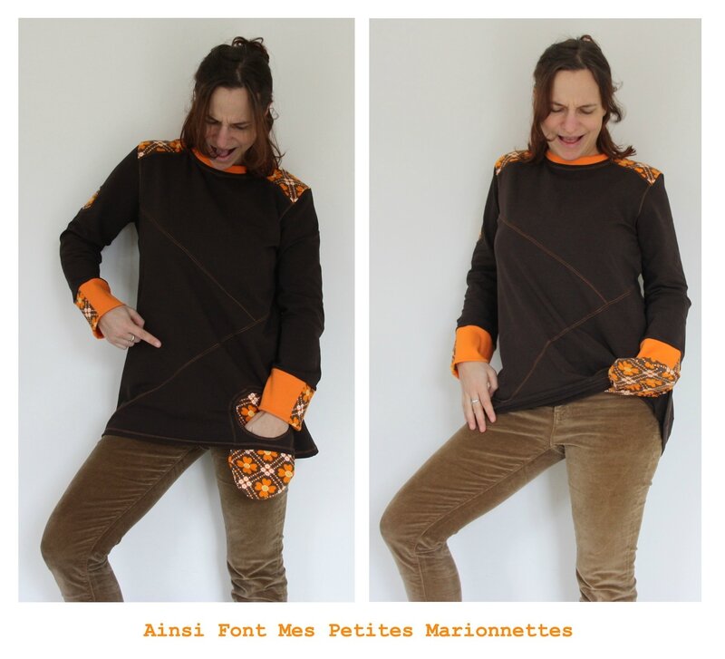 sweat poche pendu marron 8