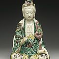 A famille-verte figure of a seated guanyin, qing dynasty, kangxi period