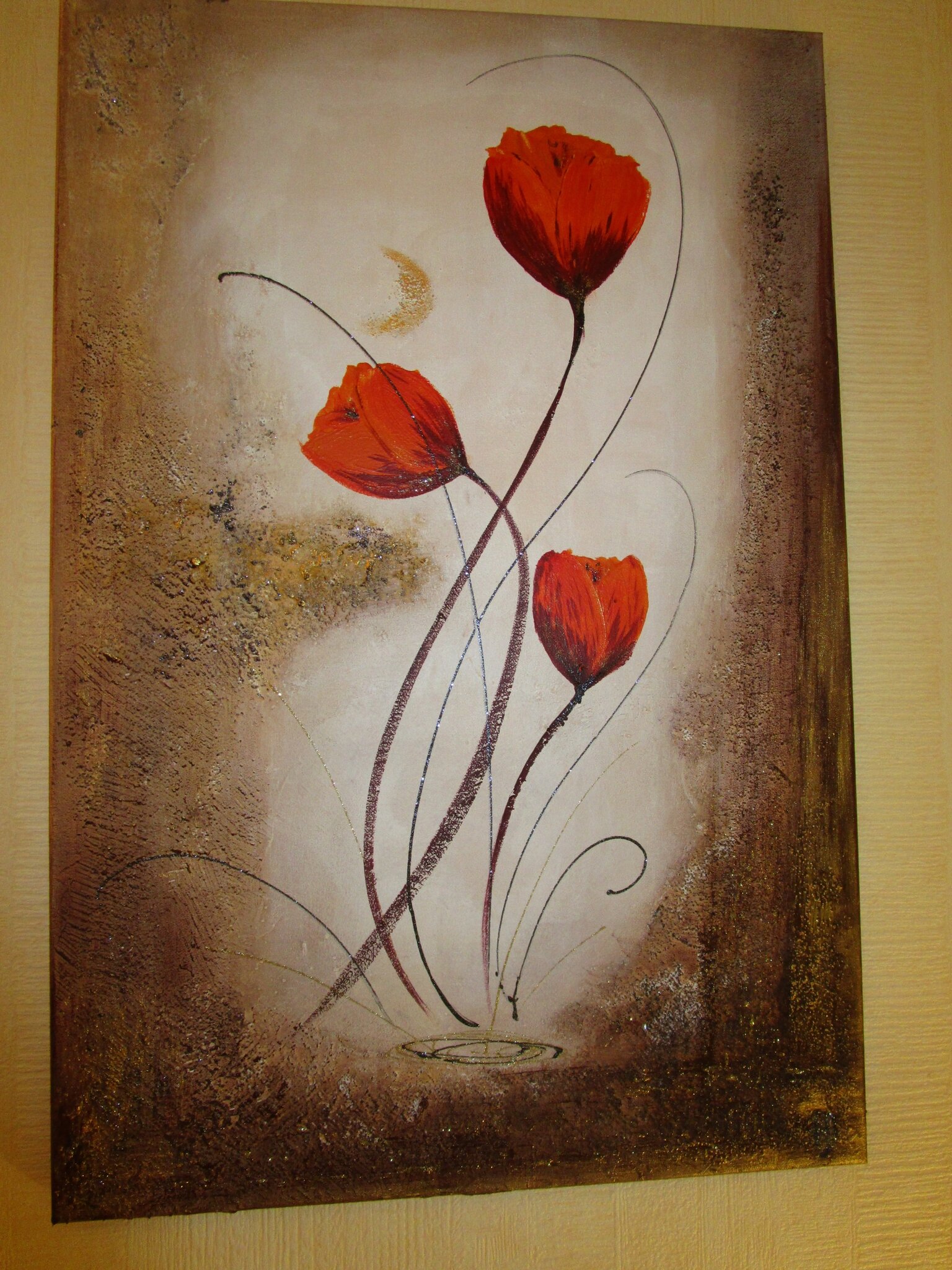 Tableau acrylique  Le temps des tulipes la peinture en 