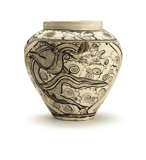 A 'Cizhou' painted 'Dragon and Phoenix' jar, Yuan dynasty