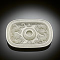 A finely carved white jade cupstand, qianlong period (1736-1795)