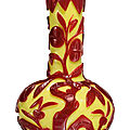 A red overlay yellow ground bottle vase, Qing dynasty (1644-1911)