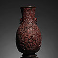Vase de forme hu, chine, dynastie qing, ca 19° siècle