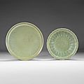 Two longquan celadon-glazed dishes, early ming dynasty