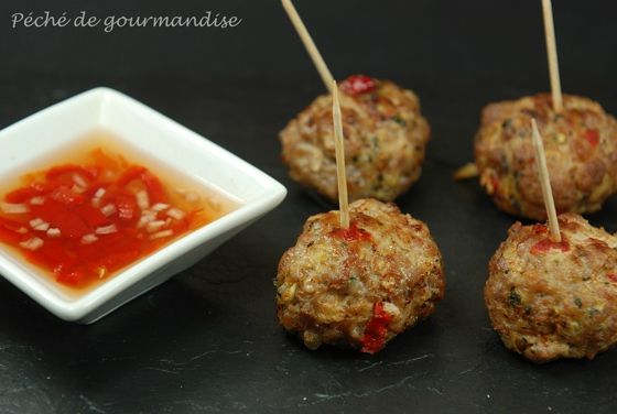 Boulettes De Porc Thaie Sauce Aux Piments Peche De Gourmandise