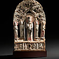 A rare painted marble buddhist stele, northern qi dynasty (ad 550-577)