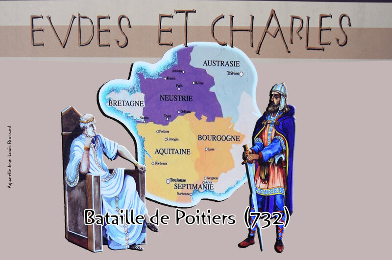 Bataille de Poitiers (732) Eudes d'Aquitaine Charles Martel