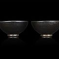 A rare pair of henan 'oil-spot' teabowls. northern song-jin dynasty