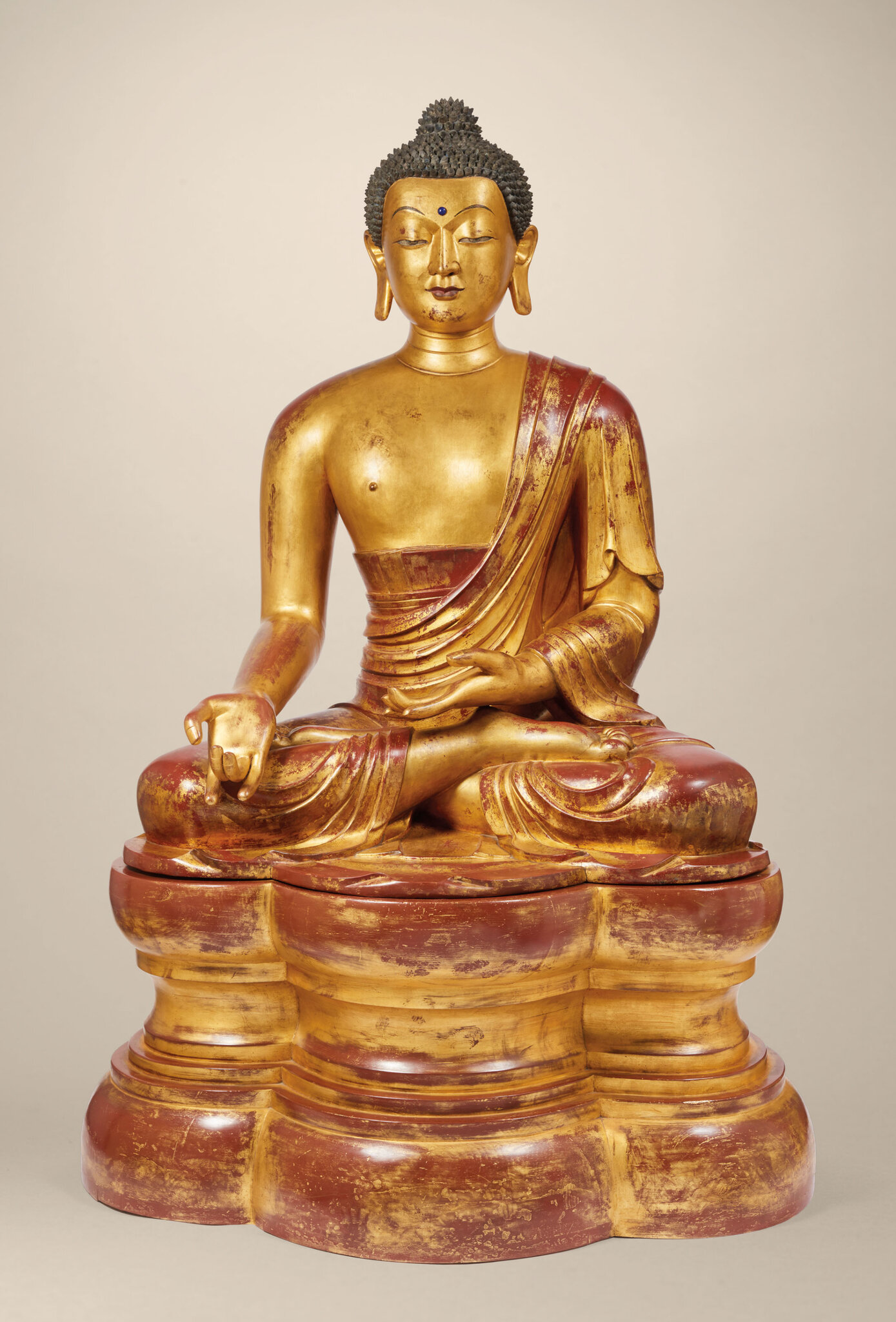 A highly important and monumental imperial gilt-lacquered wood