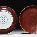 A pair of aubergine-glazed saucer dish. yongzheng marks and period