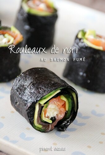 rouleaux de nori au saumon fumé - smoked salmon and nori sushi rolls