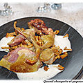 Pigeon rôti, escalope de foie gras chaud