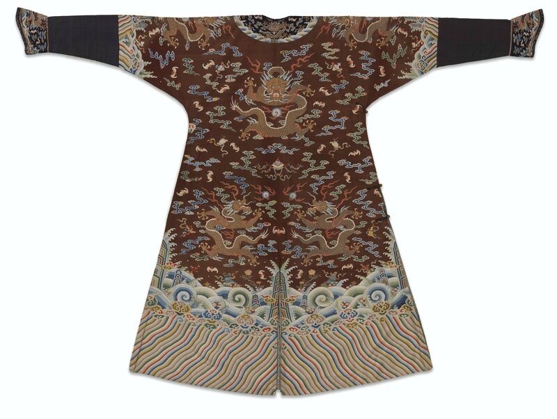 A rare Imperial brown kesi princely ‘Dragon’ robe, jifu, Qing dynasty ...