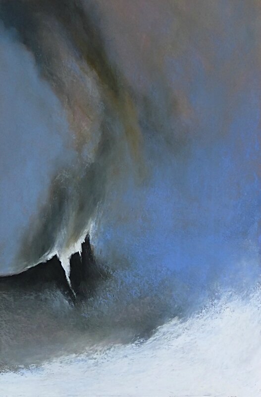 deferlante et récif , mai 2015, pastel à l'huile, 40 x 60 cm