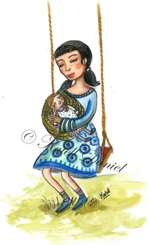 aquarelle petite fille balançoire R
