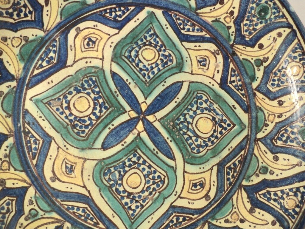 Ancien Plat Marocain XIXème Céramique Maroc Faïence Orientalisme - La P