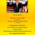 2 juin - carlos olsina honoré au musée taurin de béziers