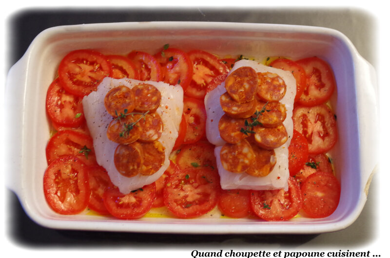 cabillaud en croûte de chorizo et tomate au thym au four-611