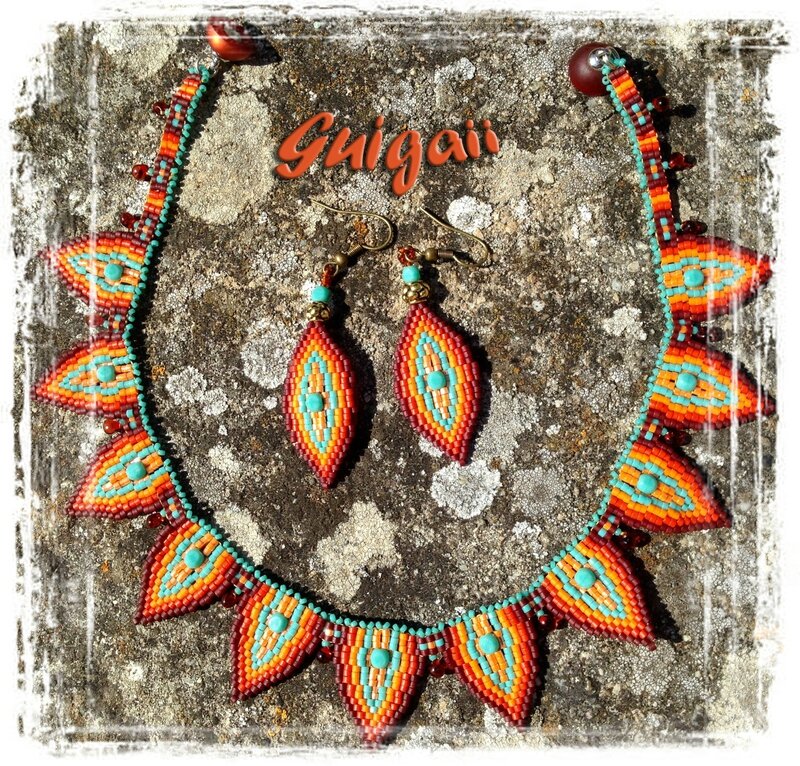 n°254 Collier + BO Cécile (façon bugs)