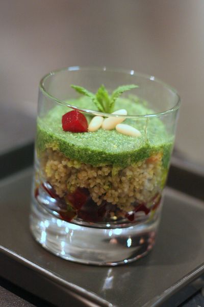 verrine betterave taboulé pesto d'épinard bonduelle blog chez requia cuisine et confidences