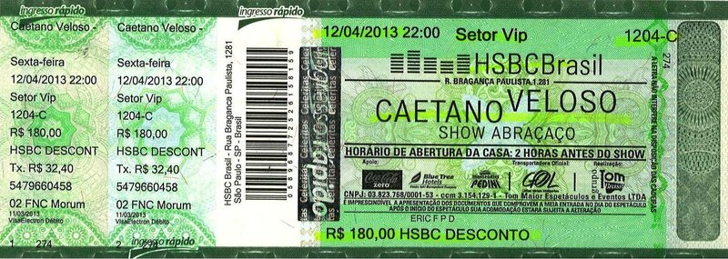 2013 Caetano Veloso HSBC Brasil Billet